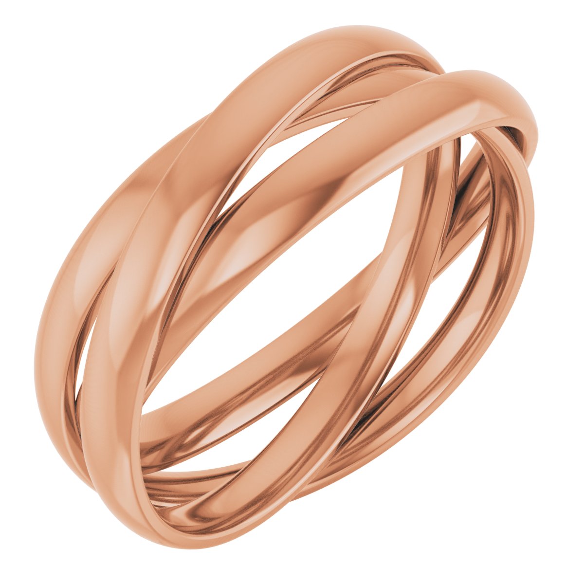 14K Rose Three Band Rolling Ring Size 6