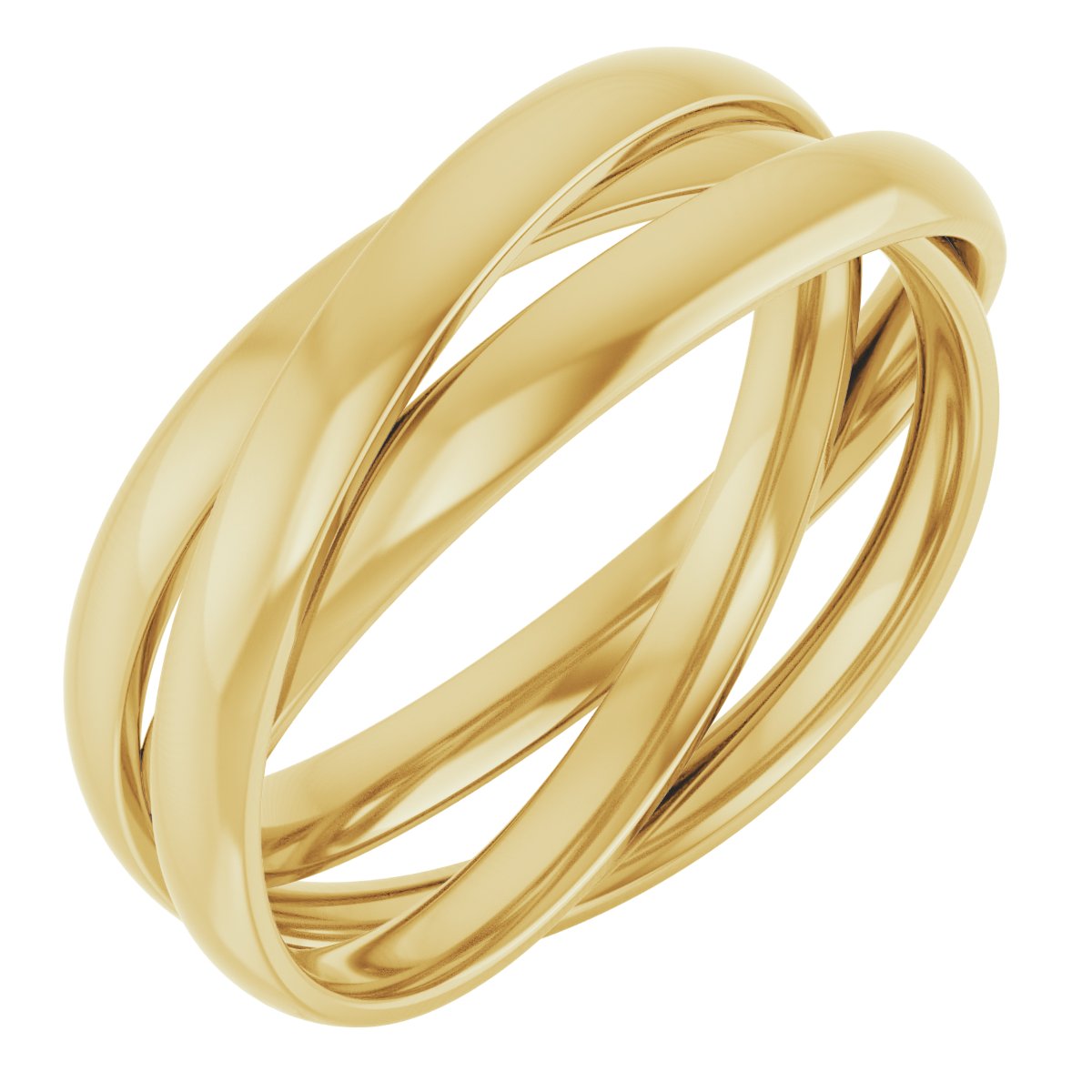 14K Yellow Three Band Rolling Ring Size 7.5