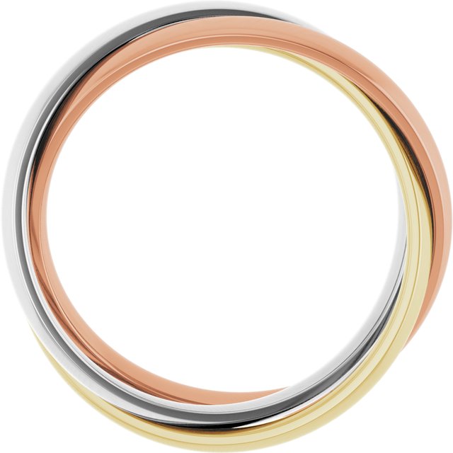 14K Tri-Color Three Band Rolling Ring Size 8