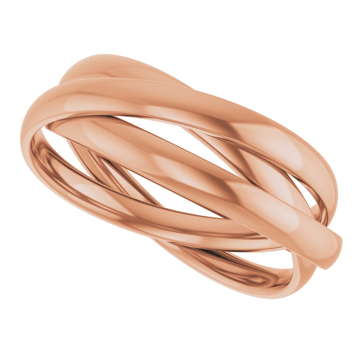 14K Rose Three Band Rolling Ring Size 7