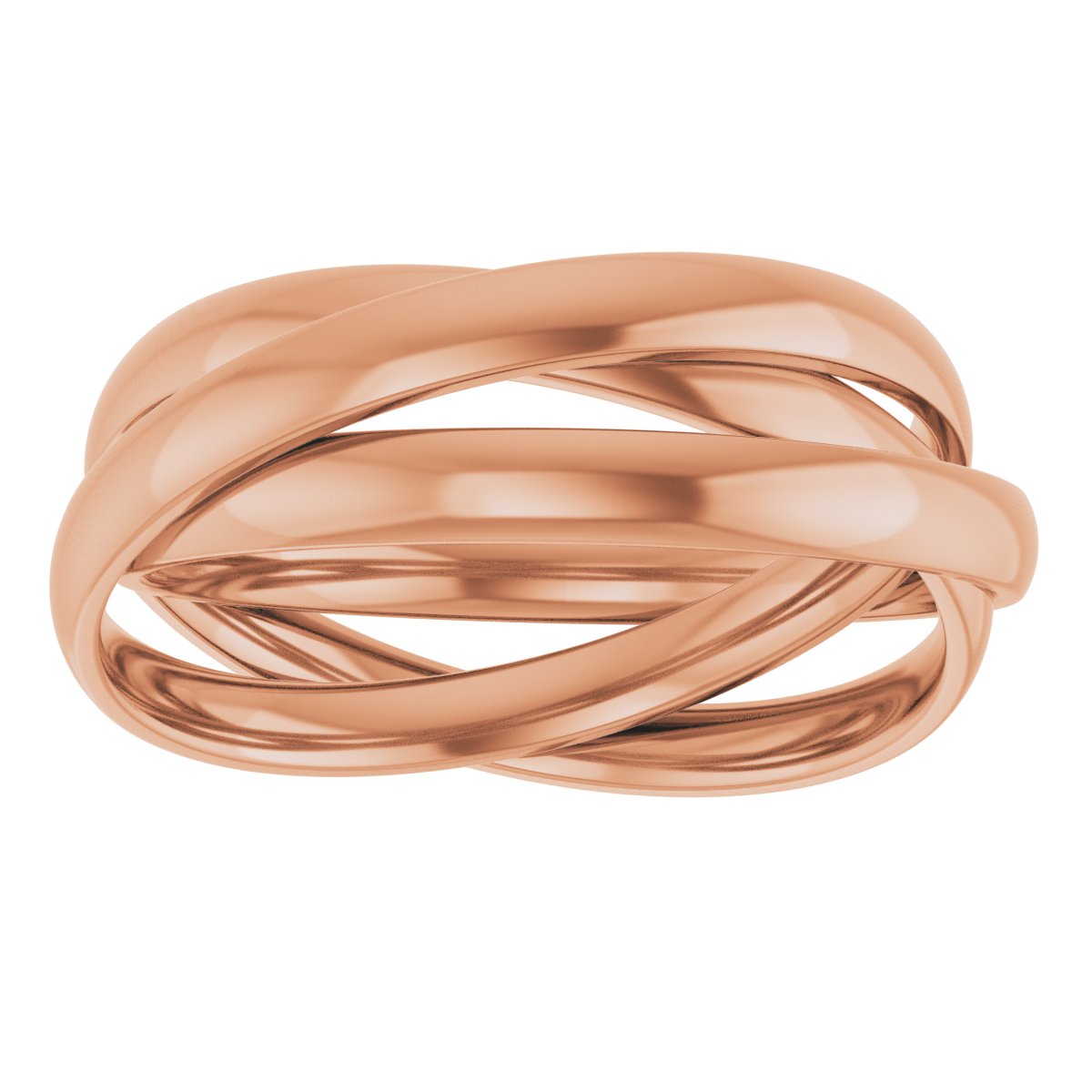 14K Rose Three Band Rolling Ring Size 7