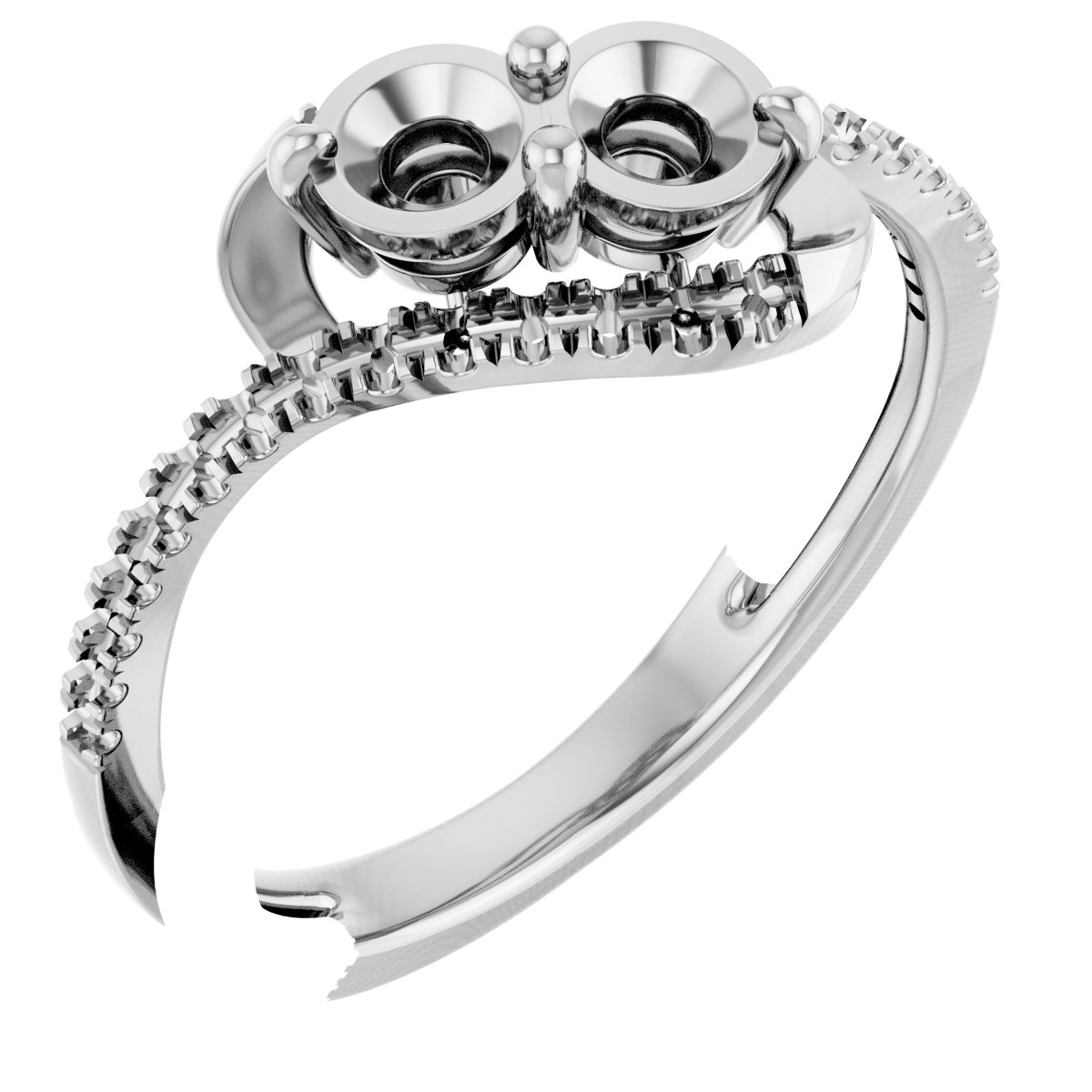 Two-Stone Bypass Engagement Ring or Band