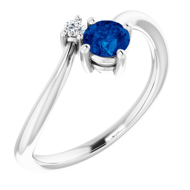 Platinum Natural Blue Sapphire & .025 CTW Natural Diamond Ring  
