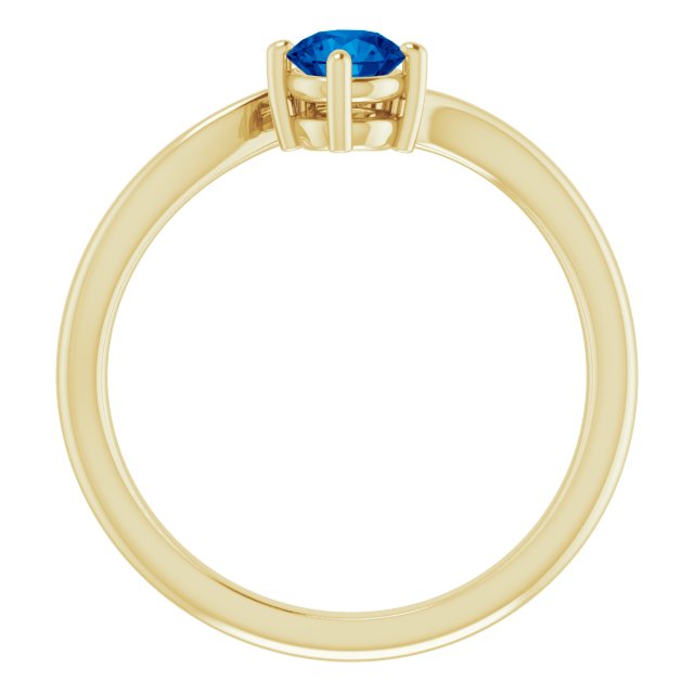 14K Yellow Natural Blue Sapphire & .025 CTW Natural Diamond Ring  