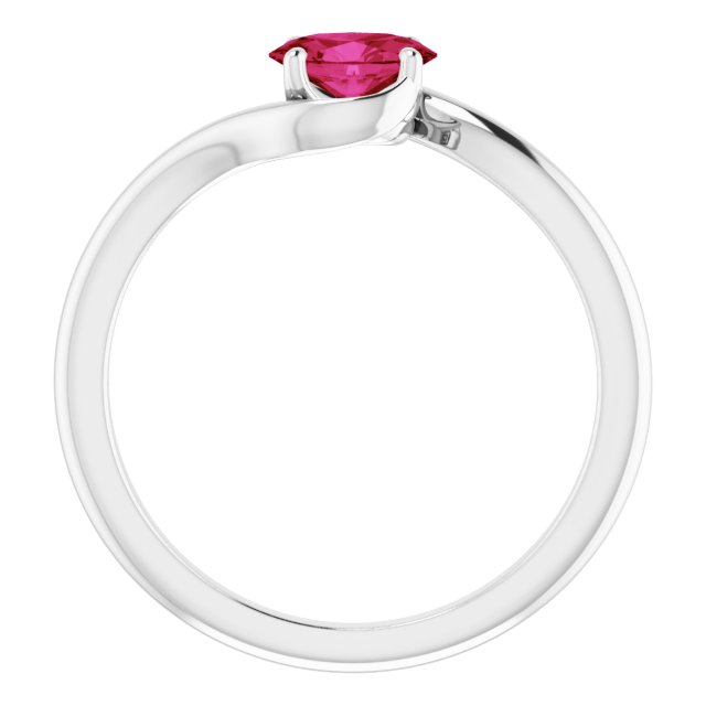 14K White Lab-Grown Ruby Ring  