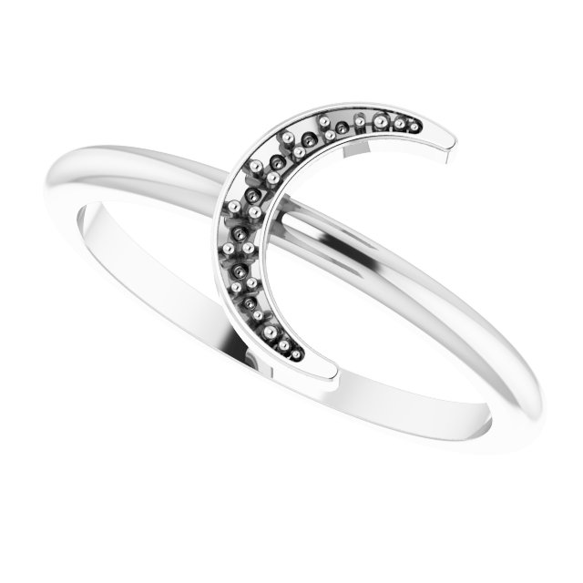 14K White .04 CTW Natural Diamond Stackable Crescent Ring