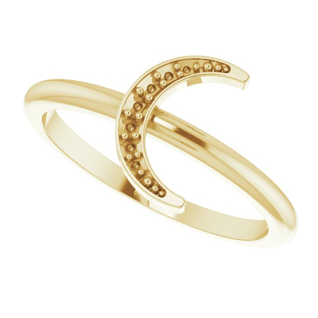 14K Yellow .04 CTW Diamond Stackable Crescent Ring