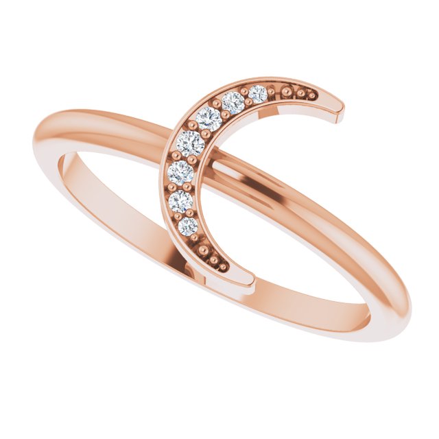 14K Rose .04 CTW Diamond Stackable Crescent Ring