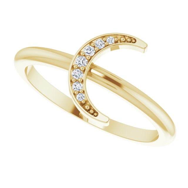 14K Yellow .04 CTW Diamond Stackable Crescent Ring