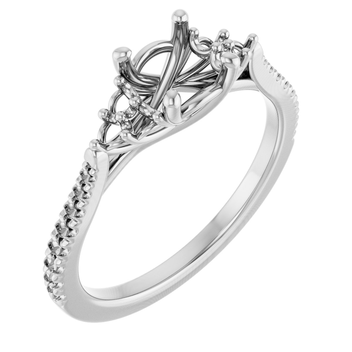 French-Set Accented Engagement Ring