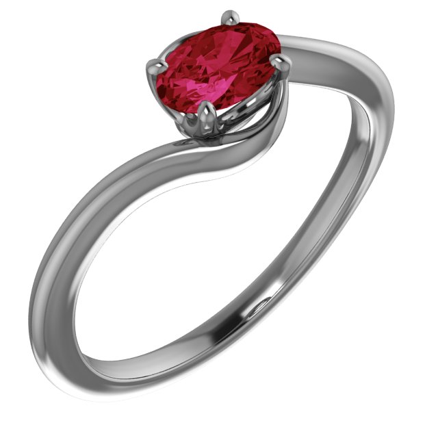 14K White Chatham Created Ruby Ring Ref. 15391322