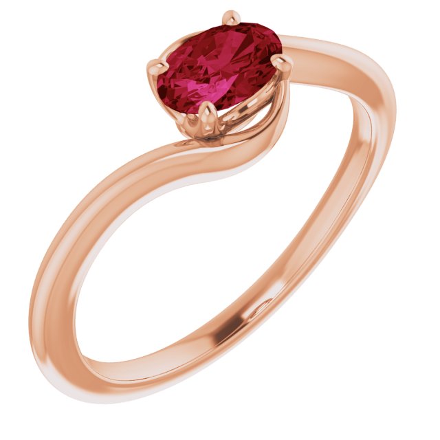 14K Rose Lab-Grown Ruby Ring  