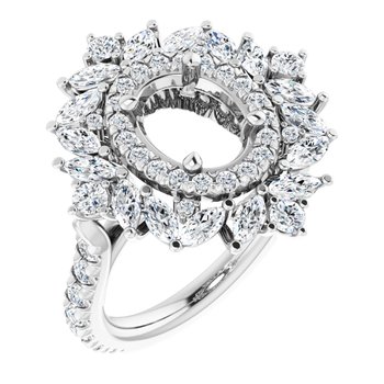 14K Gold 1.88 CTW Diamond Semi Set Engagement Ring