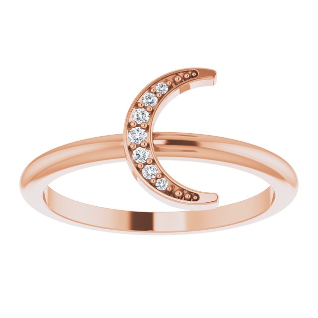 14K Rose .04 CTW Diamond Stackable Crescent Ring