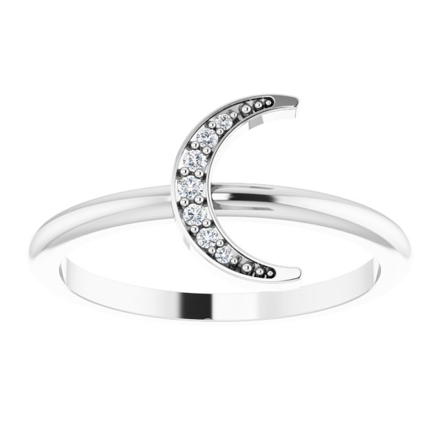 14K White .04 CTW Natural Diamond Stackable Crescent Ring