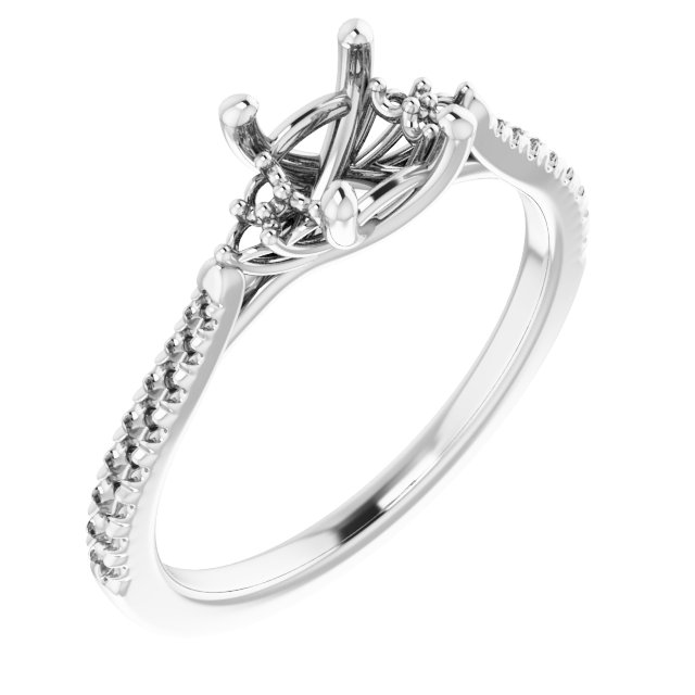 French-Set Accented Engagement Ring
