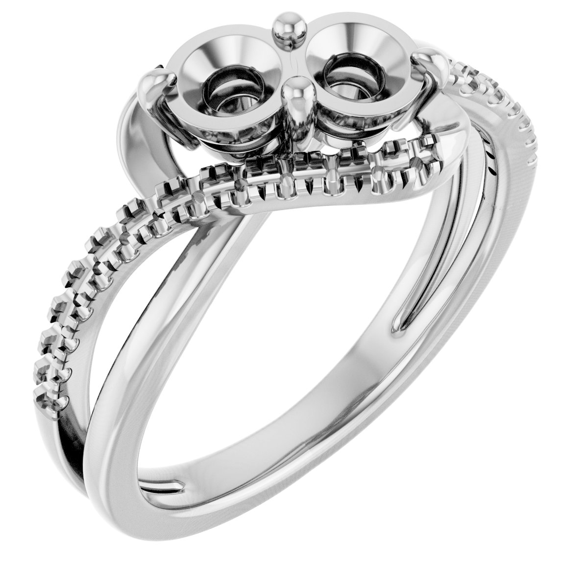 Two-Stone Bypass Engagement Ring or Band