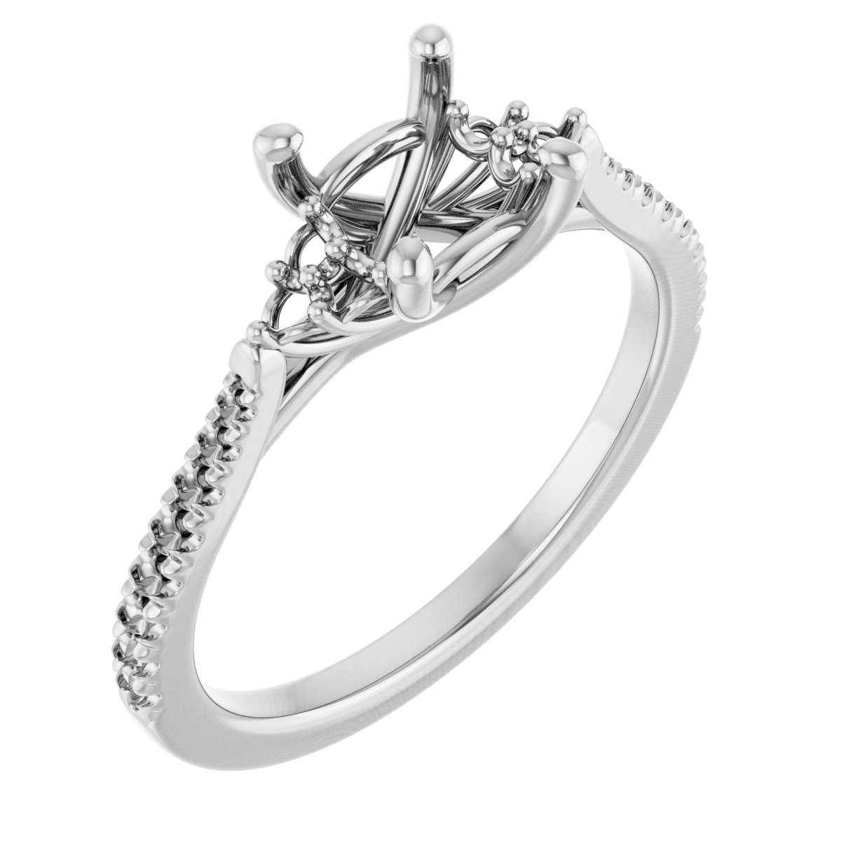 French-Set Accented Engagement Ring