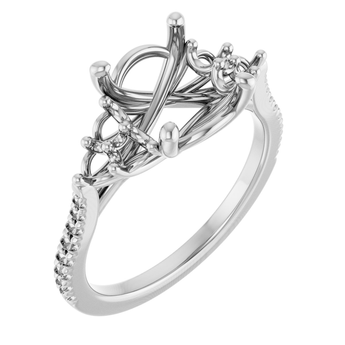 French-Set Accented Engagement Ring