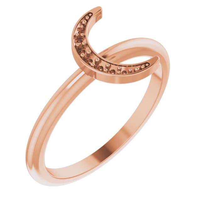 14K Rose .04 CTW Diamond Stackable Crescent Ring