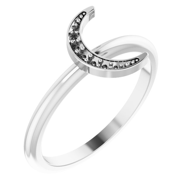 14K White .04 CTW Natural Diamond Stackable Crescent Ring