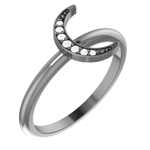 14K White .04 CTW Natural Diamond Stackable Crescent Ring