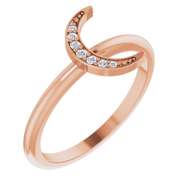14K Rose .04 CTW Natural Diamond Stackable Crescent Ring