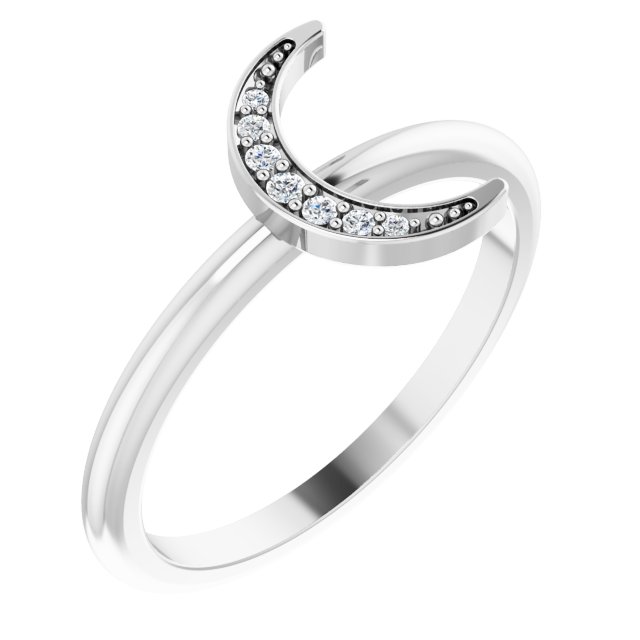 14K White .04 CTW Diamond Stackable Crescent Ring