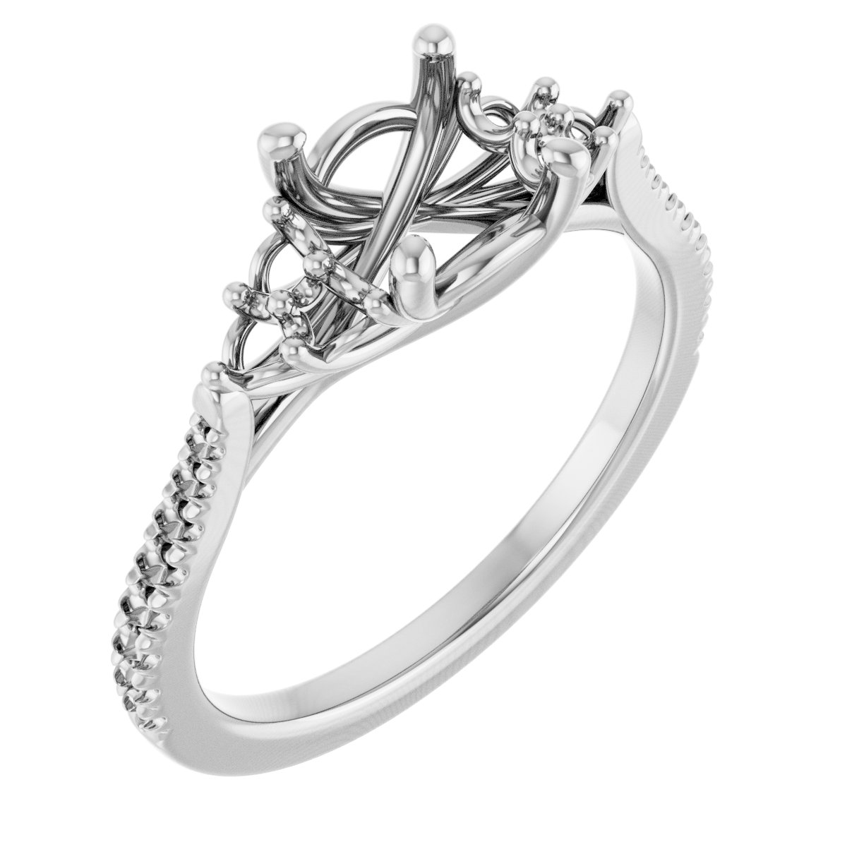 French-Set Accented Engagement Ring