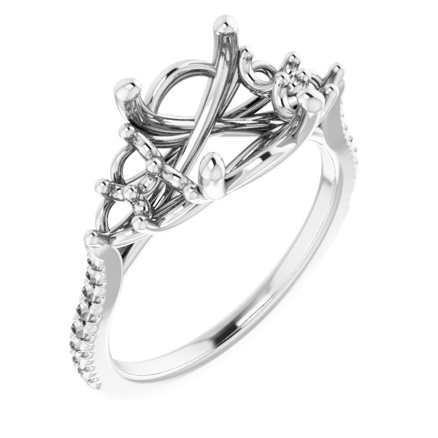 French-Set Accented Engagement Ring