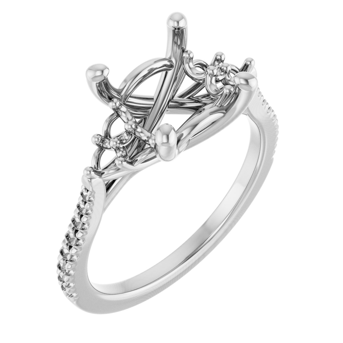 French-Set Accented Engagement Ring