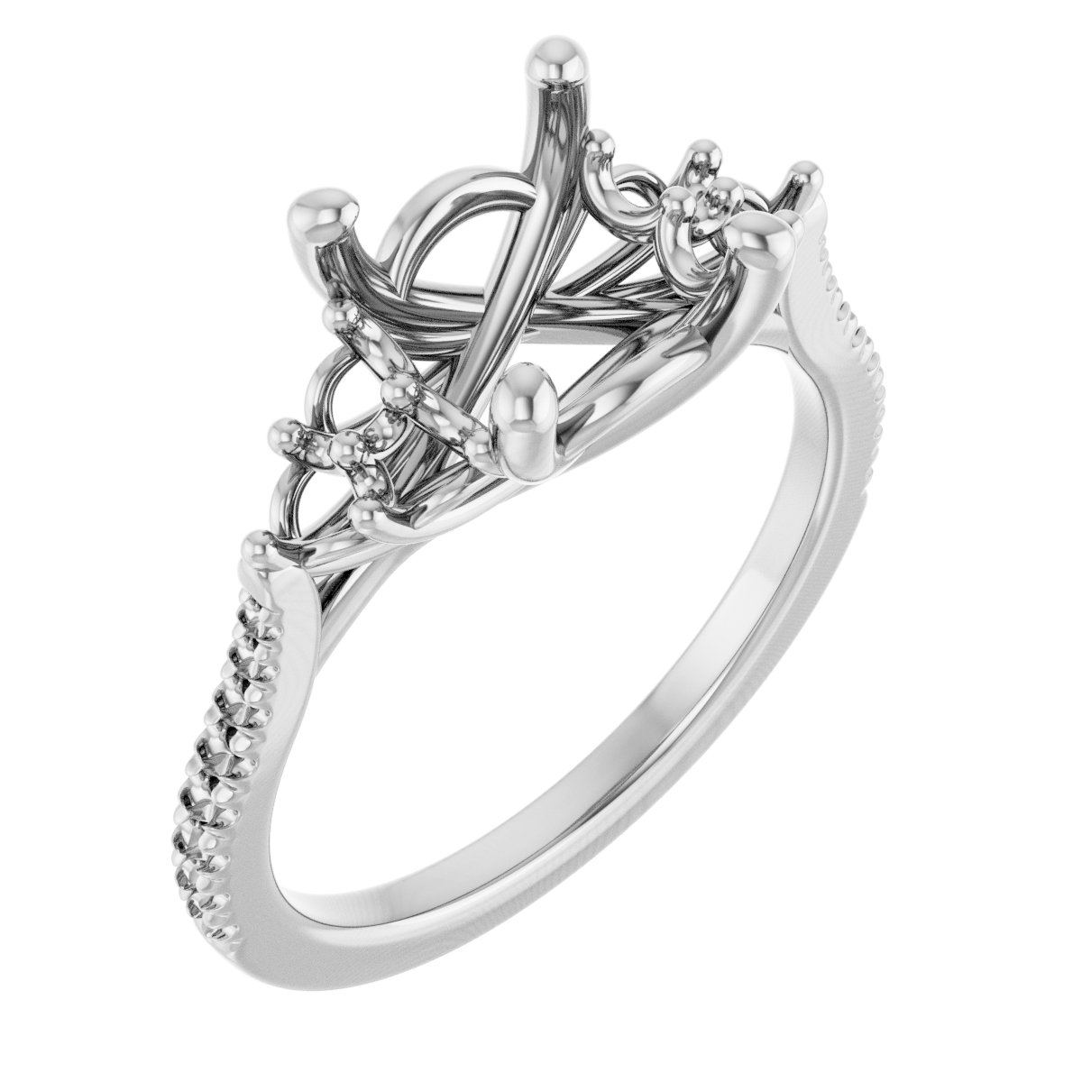 French-Set Accented Engagement Ring