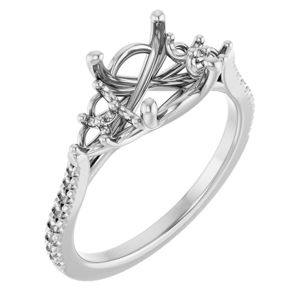 French-Set Accented Engagement Ring