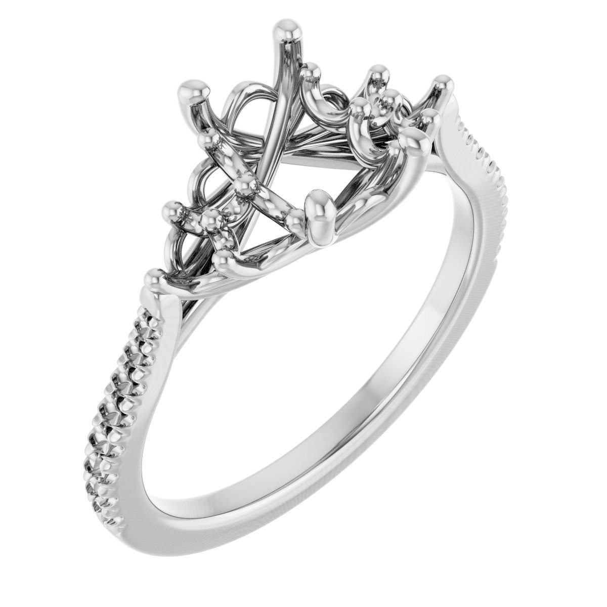 French-Set Accented Engagement Ring