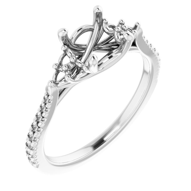 French-Set Accented Engagement Ring