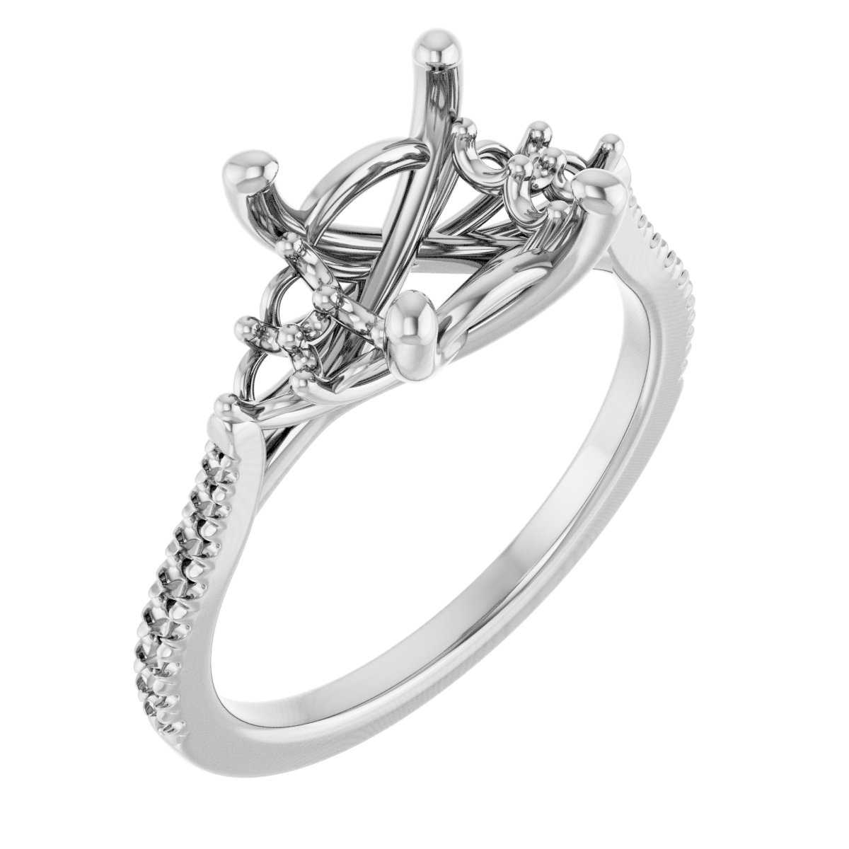 French-Set Accented Engagement Ring
