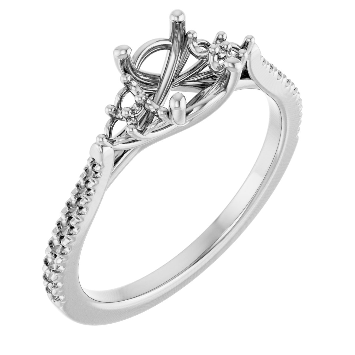 French-Set Accented Engagement Ring