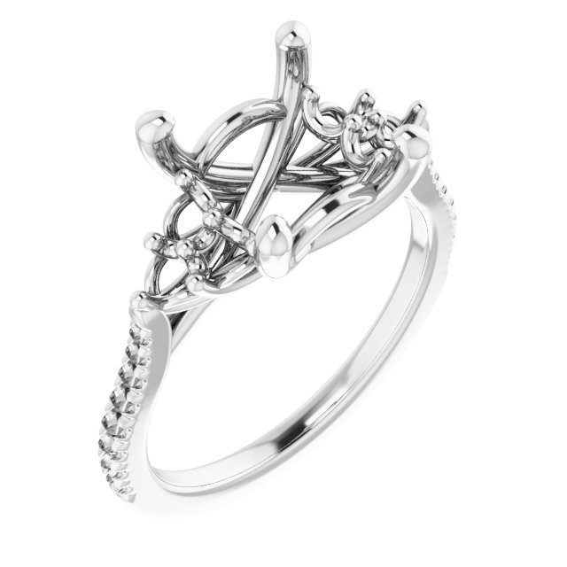 French-Set Accented Engagement Ring