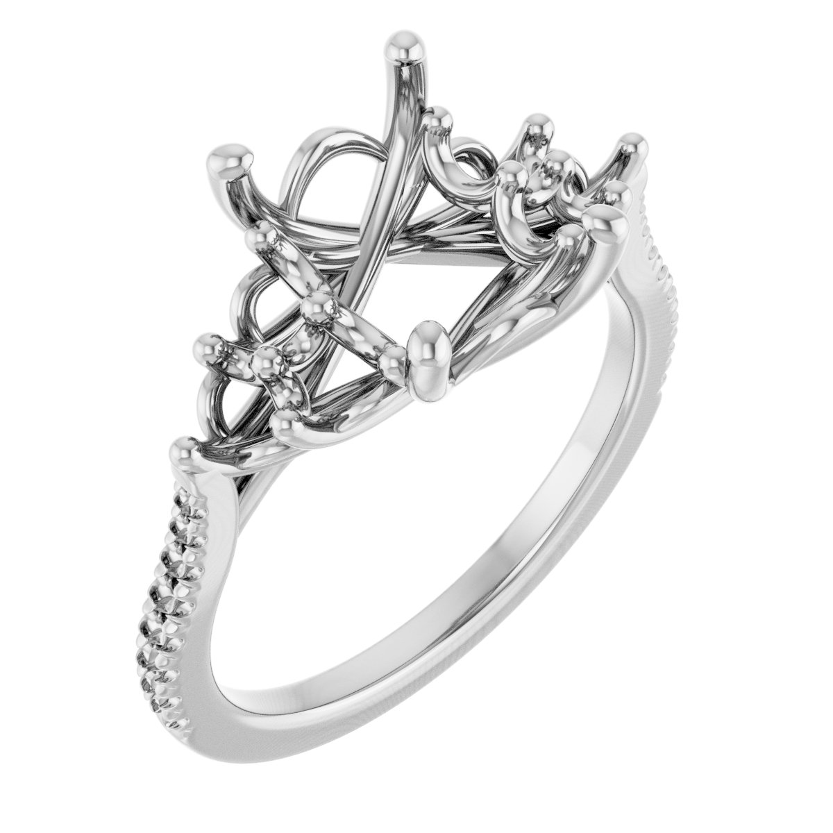 French-Set Accented Engagement Ring