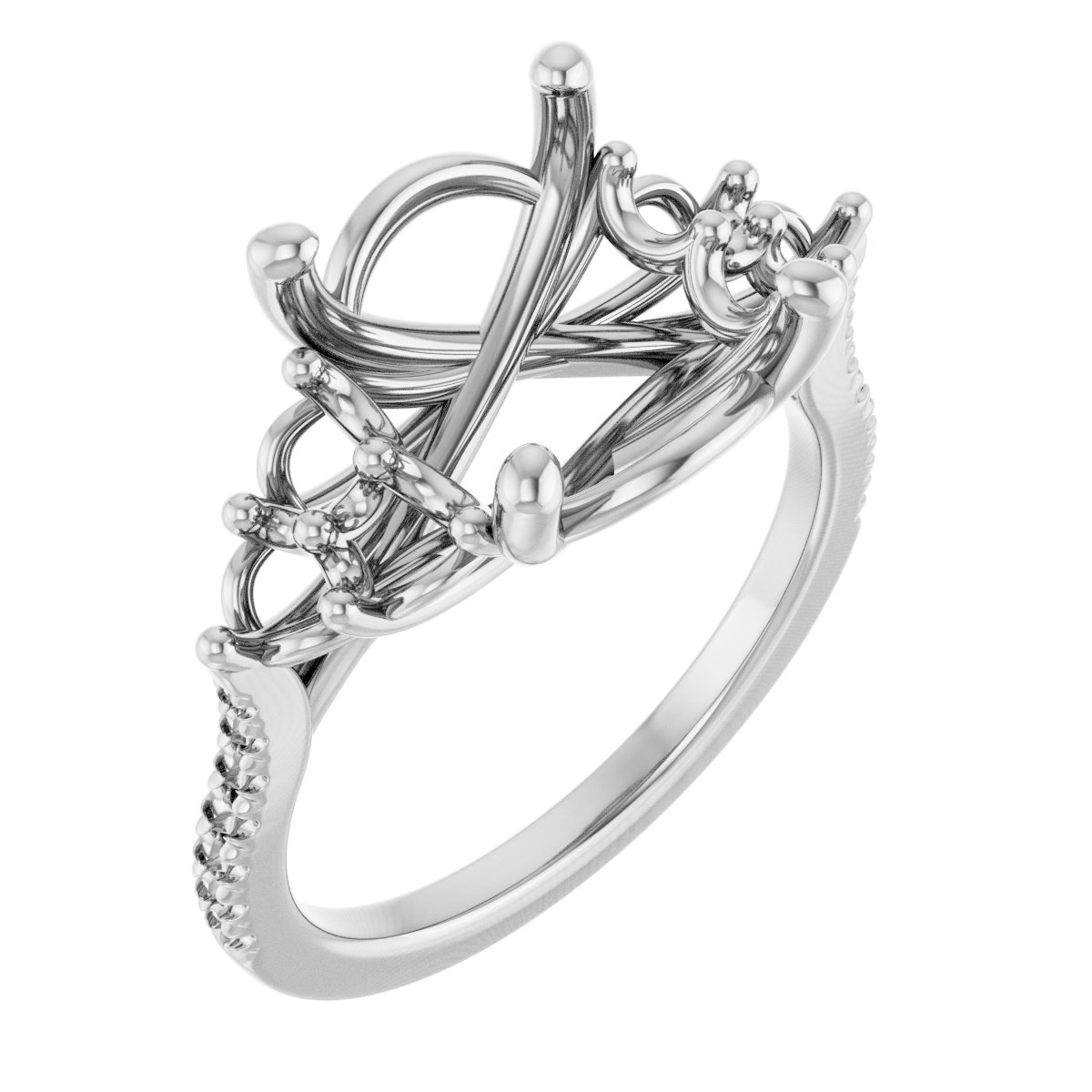 French-Set Accented Engagement Ring