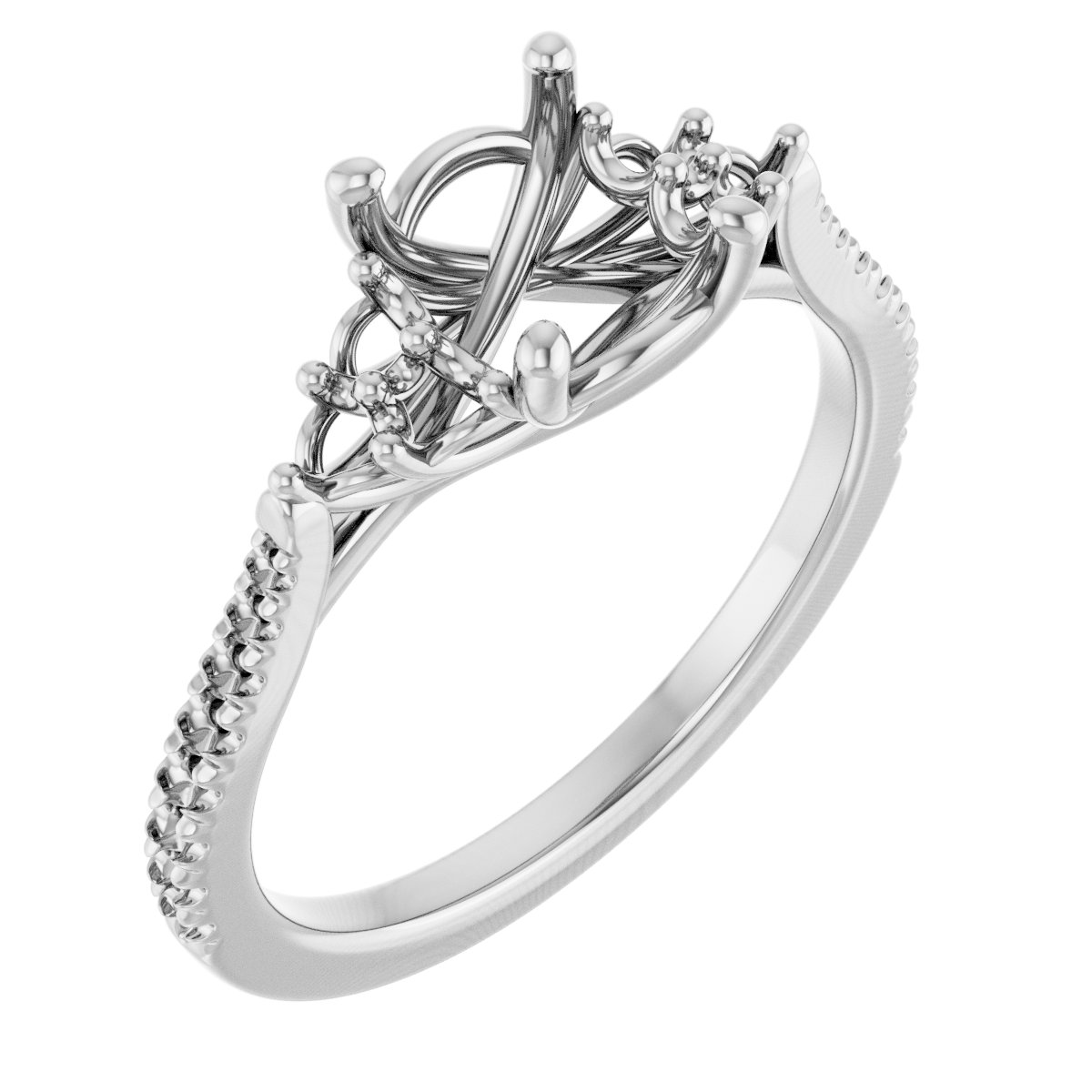 French-Set Accented Engagement Ring