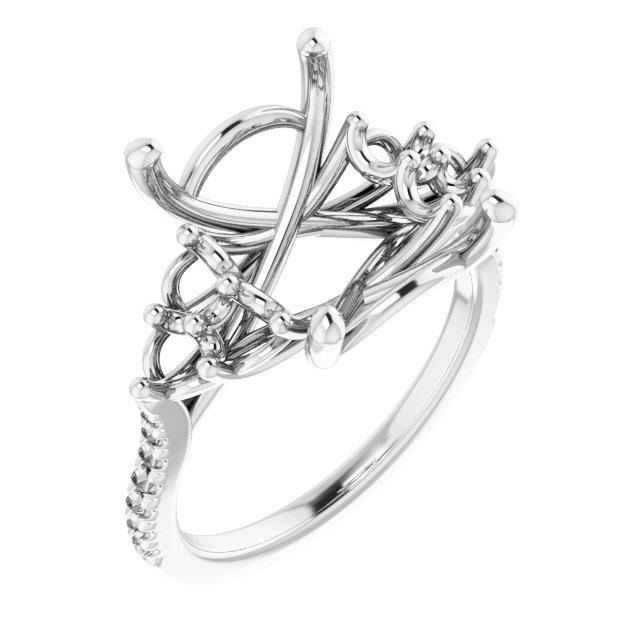 French-Set Accented Engagement Ring