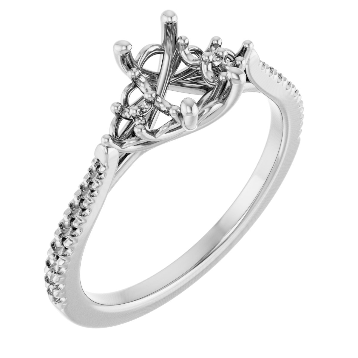 French-Set Accented Engagement Ring