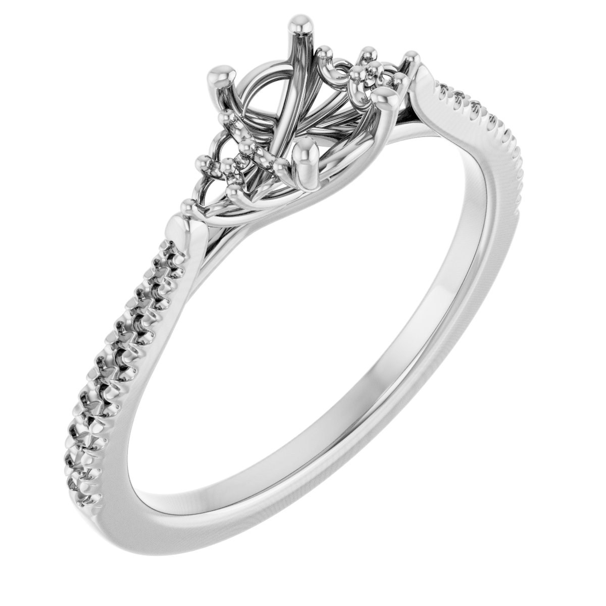 French-Set Accented Engagement Ring