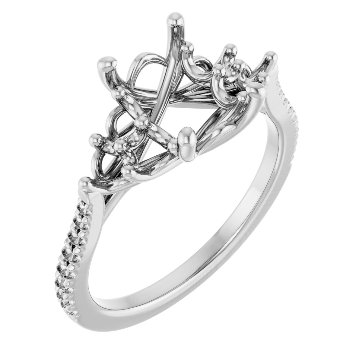 French-Set Accented Engagement Ring
