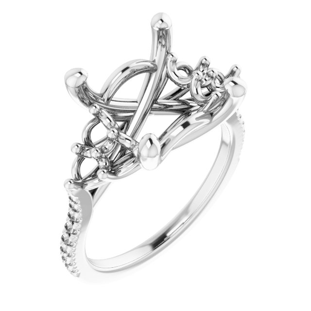 French-Set Accented Engagement Ring