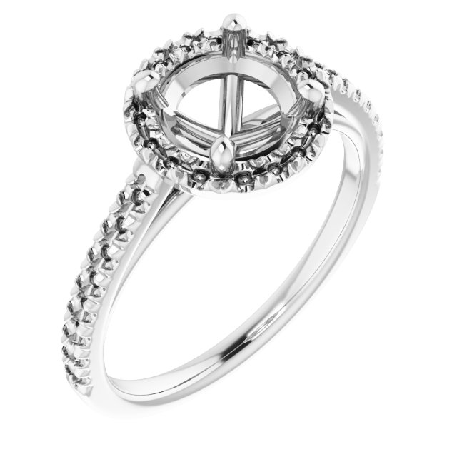 French-Set Halo-Style Engagement Ring