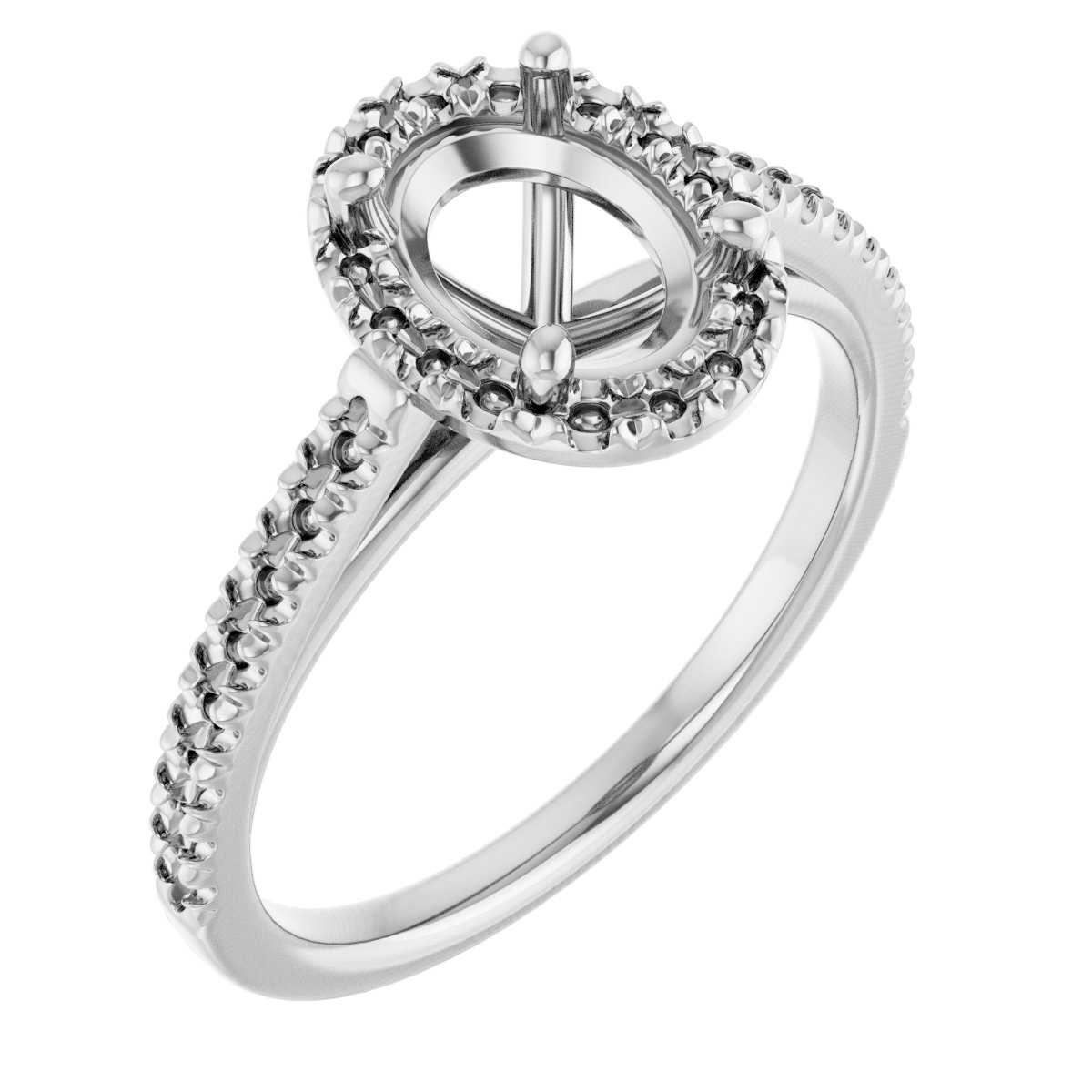 French-Set Halo-Style Engagement Ring