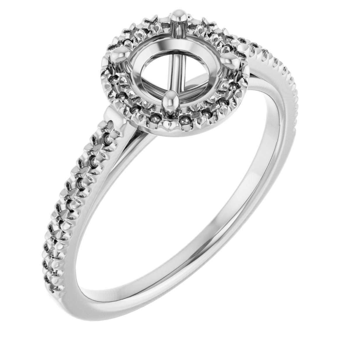 French-Set Halo-Style Engagement Ring