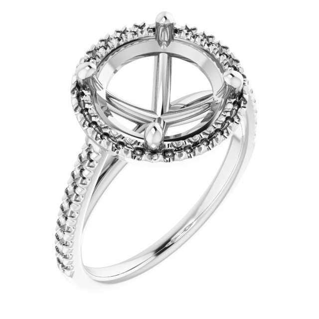 French-Set Halo-Style Engagement Ring